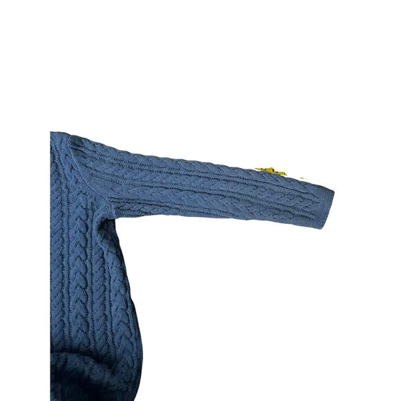 J. JILL PETITE CABLE KNIT LONG COVER THE BOTTOM LONG SLEEVE CREW NECK  SWEATER - Picture 7 of 9